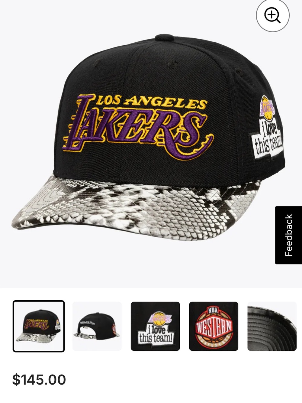 Los Angeles Lakers Black & Snake-Print Snapback Hat - Picture 2 of 7